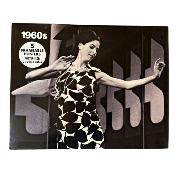 Retro 1960s Frameable Poster Set of 5 Wall Art Iconic Black White Fashion London - Picture 1 of 10